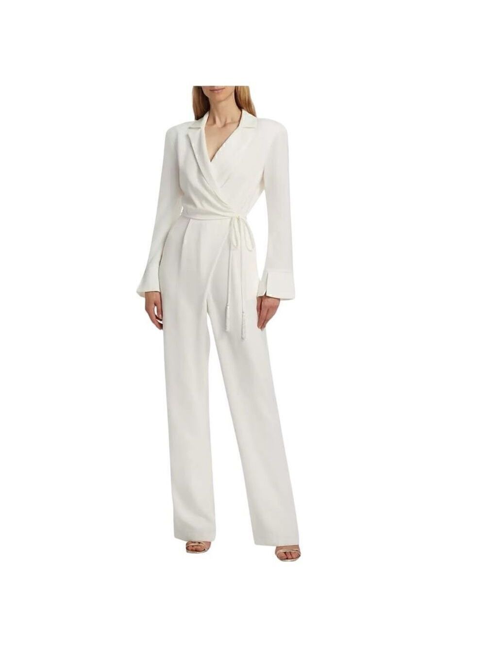 Cinq a Sept Ivory Holiday Macie Wrap Jumpsuit Size 8 - Picture 2 of 12
